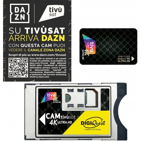 Digiquest CAM tivusat 4K Ultra HD - Dispositivo abilitato ai canali zona DAZN