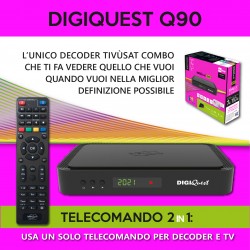 Digiquest Decoder Tivùsat Q90 On demand 4K, doppio tuner, DVB-T2, DVB-S2, Funzione REC, inclusa Tessera Tivusat 4k